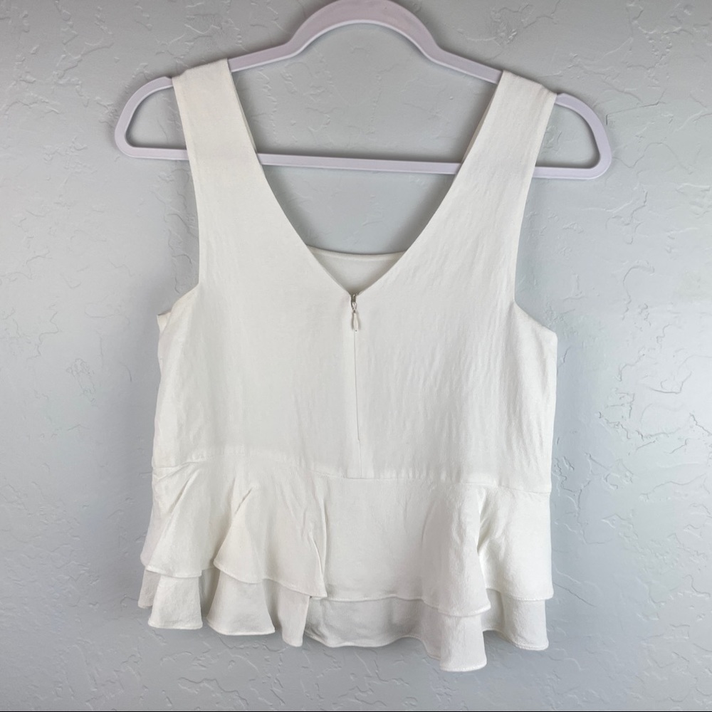 Rebecca Taylor Sleeveless Square Neck Peplum Blouse White 215103T214 Size 0 - Picture 7 of 8